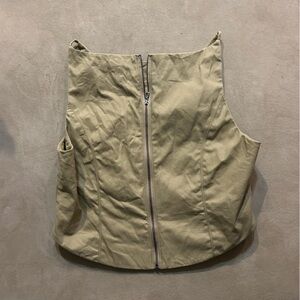Wayf Khaki Zip-Up Vest